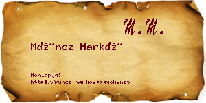 Müncz Markó névjegykártya